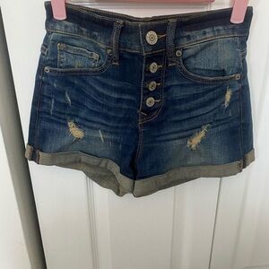 Express Dark Blue Distressed Jean Shorts